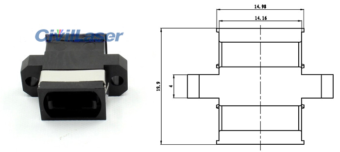 MPO Platic Fiber Optic Adapter Black Flange Plate